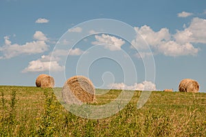 Hay Bales and Blue Skies in Upstate, NY