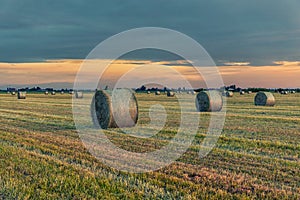 Hay bales in the countryside Northern Italy