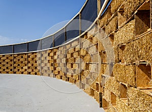 Hay bales isolated background wall