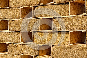 Hay bales isolated background wall