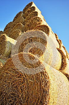 Hay bales stacked
