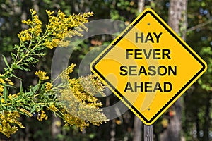 Hay Fever Season Ahead Warning Sign photo