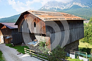 Hay house, in Cadore, Dolomity mountains, Italy