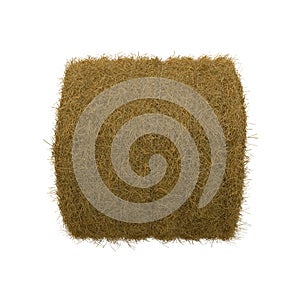 Hay pile isolated on a white background as an agriculture farm and farming symbol of harvest time with dried grass straw