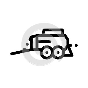 Hay Pressing Trailer Vehicle Vector Thin Line Icon