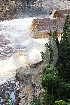 Hay River Louise Falls in the Twin Falls Gorge Territorial Park, Northwest Territories , NWT, Canada.