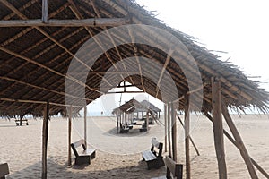 Hay shelters - Paradise Beach - Pondicherry tourism - India holiday destination - beach vacation