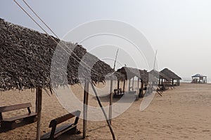 Hay shelters - Paradise Beach - Pondicherry tourism - India holiday destination - beach vacation