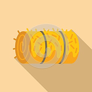 Hay stack roll icon flat vector. Agriculture farming harvest