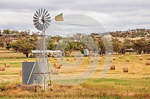 Hay and straw bales in the end of summer