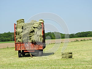 Hay wagon loaded and ready for barn storage