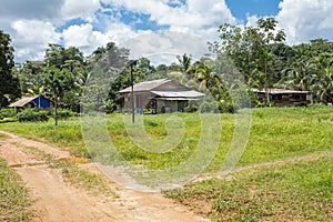Hayam Amerindian village with solar panels, French Guiana, France photo