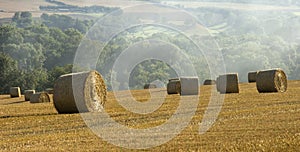 Haybales cornfield agricultural landscape