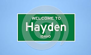 Hayden, Idaho city limit sign. Town sign from the USA.