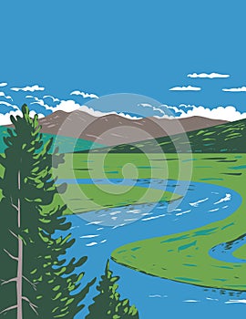 Hayden Valley a Sub-Alpine Valley Straddling the Yellowstone River in Yellowstone National Park Teton County Wyoming USA WPA photo