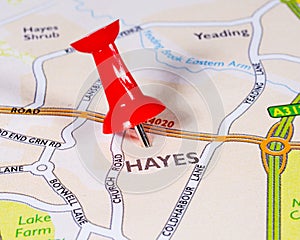 Hayes on a UK Map