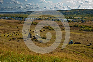 A haymaking in russian village.