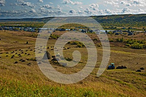 A haymaking in russian village. photo