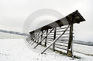 Hayrack in winter