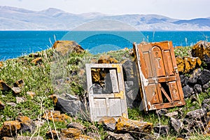 Hayravank Monastery on coast of Sevan Lake in Armenia