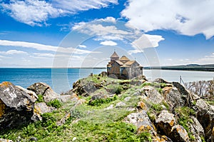 Hayravank Monastery on coast of Sevan Lake in Armenia