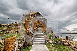 Hayravank Monastery on coast of Sevan Lake in Armenia