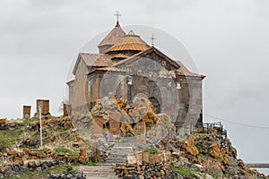 Hayravank Monastery on coast of Sevan Lake in Armenia