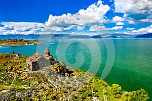 Hayravank monastery on the shores of lake Sevan in Armenia