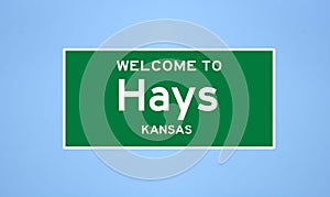 Hays, Kansas city limit sign. Town sign from the USA.