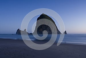 Haystack Rock At Night