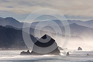 Haystack Rock on the Oregon Coast in Cannon Beach