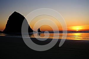 Haystack Rock at Sunset