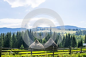 Haystacks on the hill