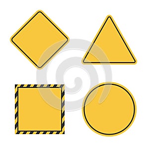 Hazard blank sign set, empty yellow caution symbol