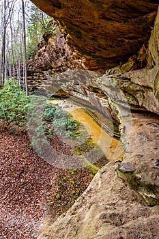 Hazard Cave trail rocks formation at Big South Fork National recreation area