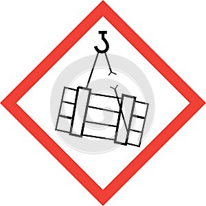 Hazard sign with suspended loads