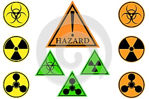 Hazard. Different vector danger signs.