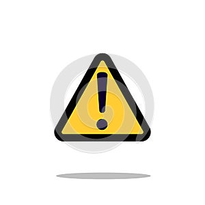 Hazard warning attention sign with exclamation mark symbol icon vector illustration photo