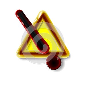 Hazard warning attention sign with exclamation mark symbol. Luxury icon realistic 3d plastic yellow modern glossy danger in light