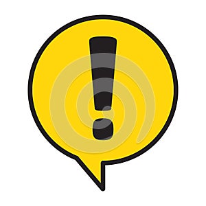 Hazard warning attention sign with exclamation mark symbol in a speech bubble vector