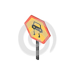 Hazard warning isometric icon. Element of color isometric road sign icon. Premium quality graphic design icon. Signs and