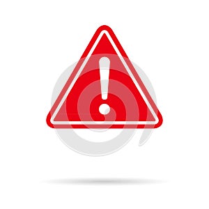 Hazard warning, warn symbol vector icon flat sign symbol with exclamation mark isolated on white background