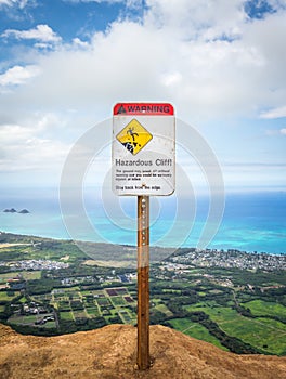 Hazardous Cliff warning sign
