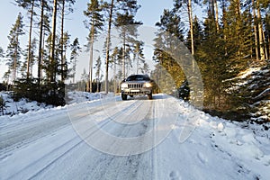 Hazardous driving on snowy roads
