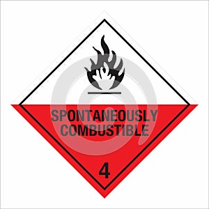 Hazardous HAZMAT Material Label IATA Transportation Class 4 Substances Liable to Spontaneous Combustion Division 4.2
