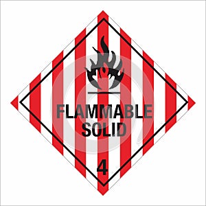 Hazardous HAZMAT Material Label IATA Transportation Subclass 4.1: Flammable solids