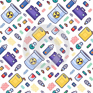 Hazardous Waste Items Seamless Pattern