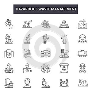 Hazardous waste management line icons for web and mobile design. Editable stroke signs. Hazardous waste management photo
