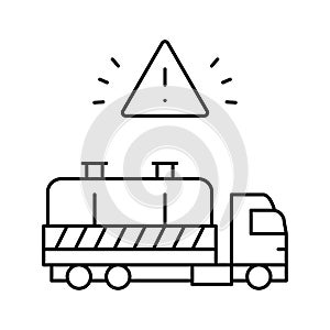 hazardous waste transporter line icon vector illustration