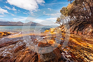 Hazards Beach In Freycinet Tasmania Australia